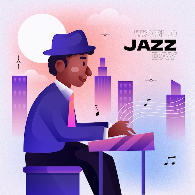 Vettore gratuito illustrazione gradiente per la giornata mondiale del jazz