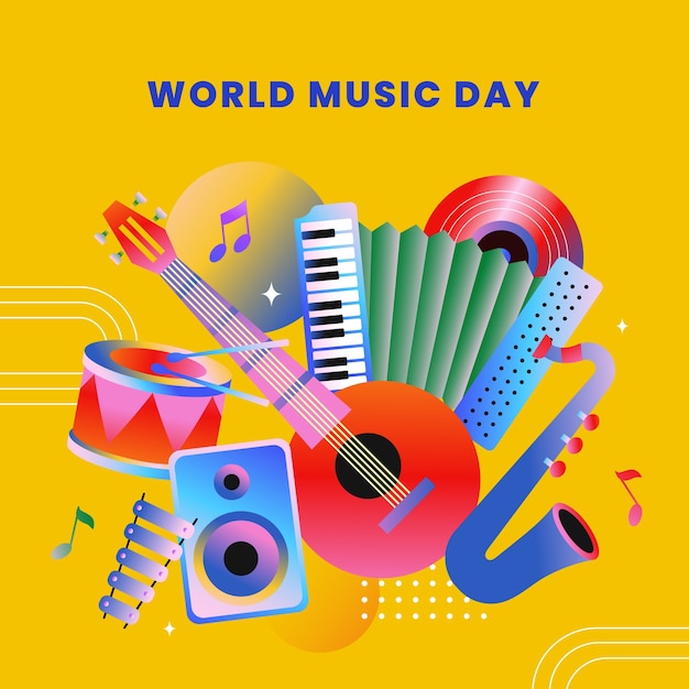 세계 음악의 날 축하를 위한 그라데이션 그림
