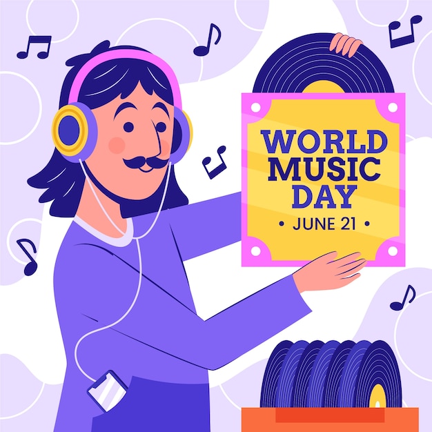 Free vector gradient illustration for world music day celebration