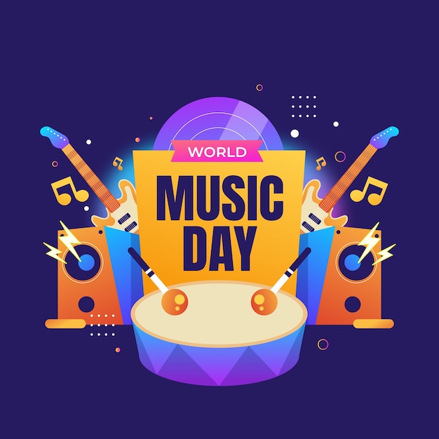 Vettore gratuito illustrazione del gradiente per la celebrazione della giornata mondiale della musica