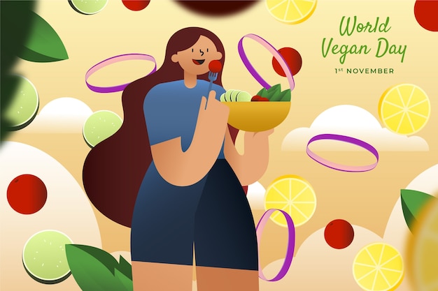 Illustrazione gradiente per la celebrazione della giornata mondiale vegana