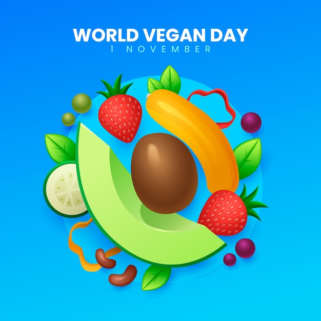 Free vector gradient illustration for world vegan day celebration