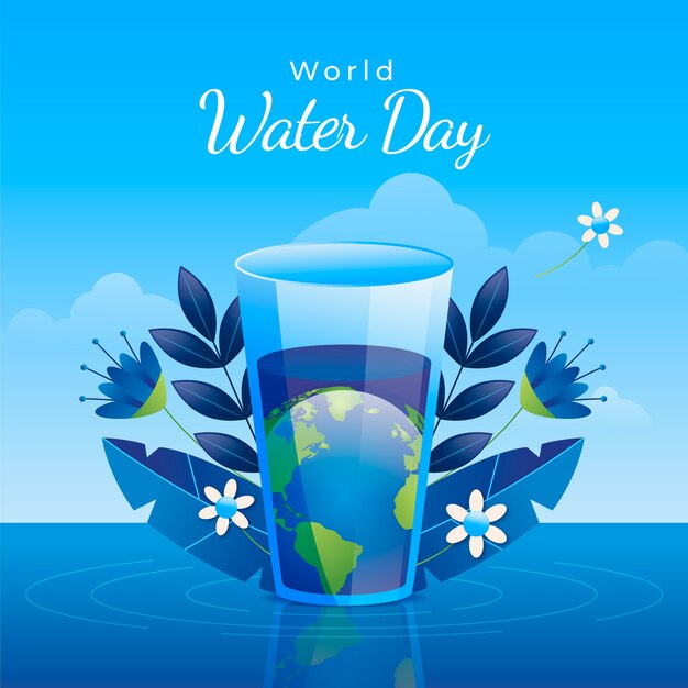 世界水の日に関する意識を高めるためのグラディエントイラスト.