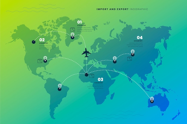 Free vector gradient import and export infographic template