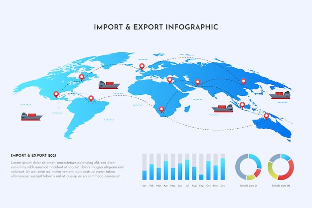 Vettore gratuito infografica di importazione ed esportazione di gradienti