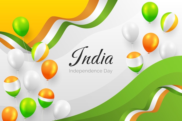 Gradient india independence day background with balloons