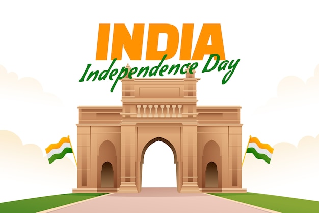 Gradient india independence day background with monument