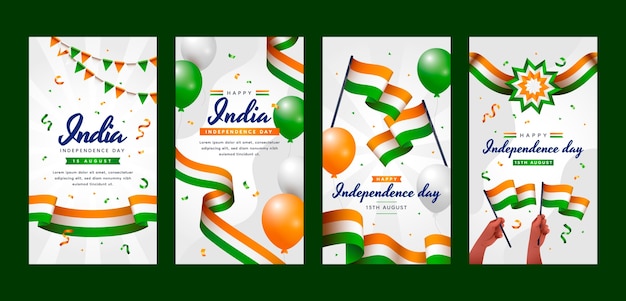 Gradient india independence day instagram stories collection