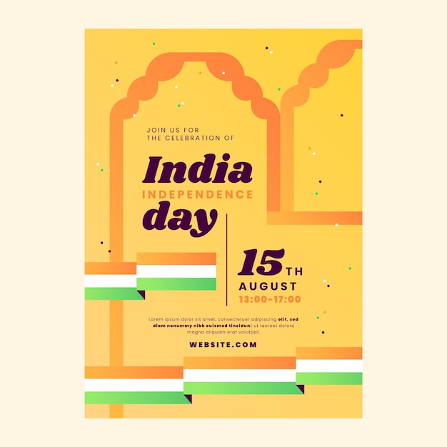 Free vector gradient india independence day poster template