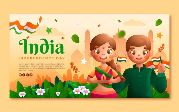 Gradient india independence day social media post template