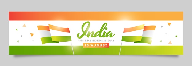 Vettore gratuito banner di contrazione del giorno dell'indipendenza dell'india sfumato