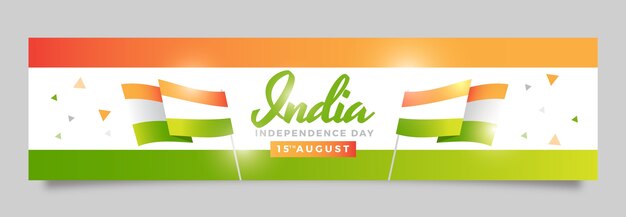 グラデーションインド独立記念日単収縮バナー