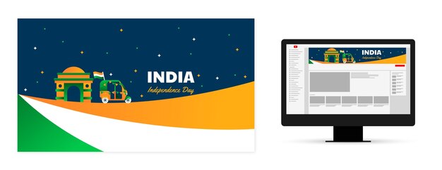 Free vector gradient india independence day youtube channel art