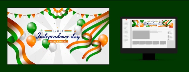 Vettore gratuito gradient india independence day canale youtube art