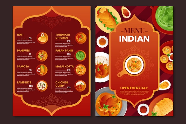 Gradient indian menu template