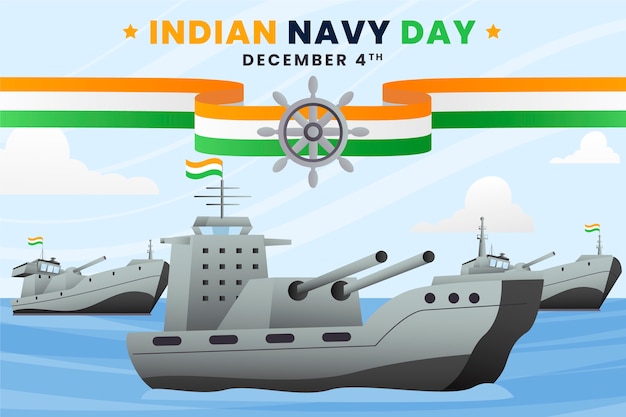 Free vector gradient indian navy day illustration