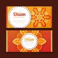 Free vector gradient indian onam banners set