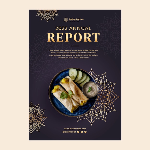 Free vector gradient indian restaurant annual report