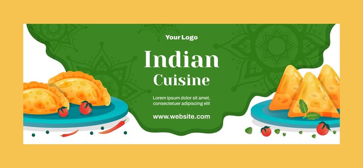 मुफ़्त वेक्टर gradient indian restaurant social media cover template