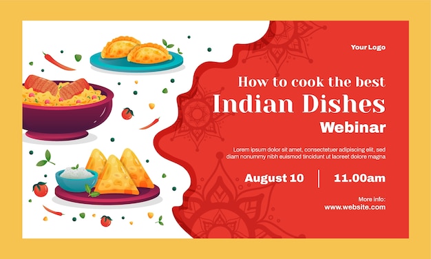 Free vector gradient indian restaurant webinar template