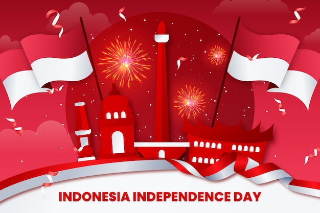 Free vector gradient indonesia independence day background