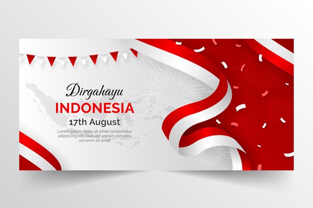 Gradient indonesia independence day horizontal banner template