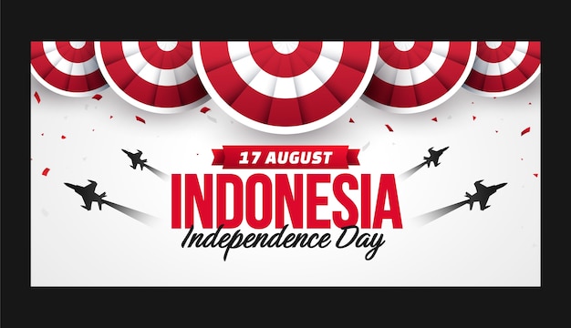 Gradient indonesia independence day horizontal banner template