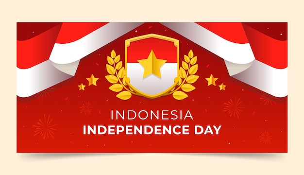 Градиент день независимости индонезии шаблон горизонтального баннера