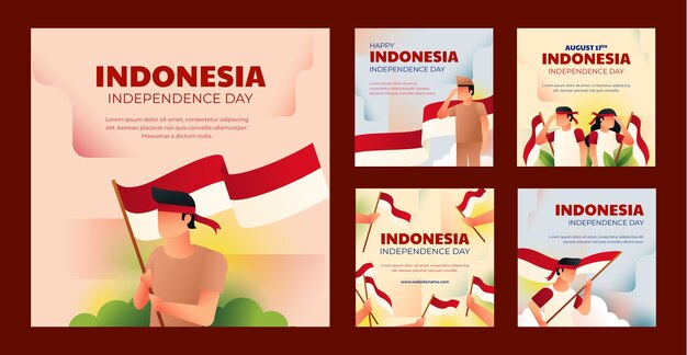 Gradient indonesia independence day ig post set