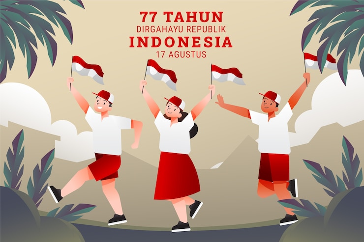 Free Vector gradient indonesia independence day illustration