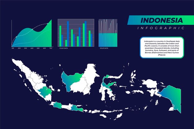 Gradient indonesia map infographic