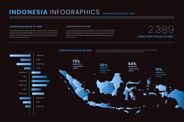 그라데이션 인도네시아지도 인포 그래픽