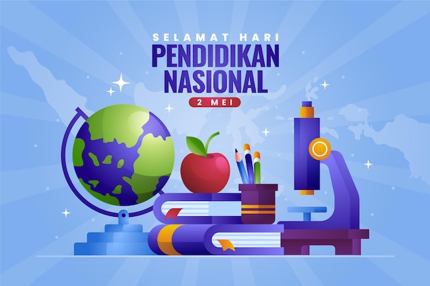 Free vector gradient indonesian national education day illustration