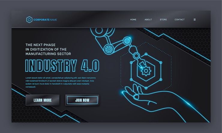 Free Vector gradient industry 4.0 landing page design