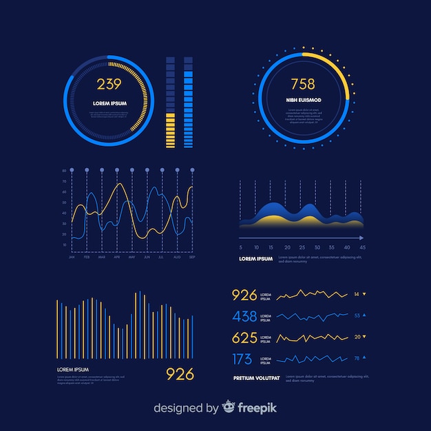 Free vector gradient infographic dashboard evolution template