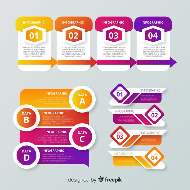 그라데이션 infographic 요소 컬렉션