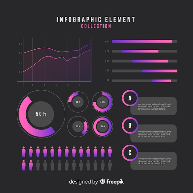 Free vector gradient infographic element collection