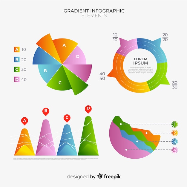 Raccolta di elementi infographic gradiente