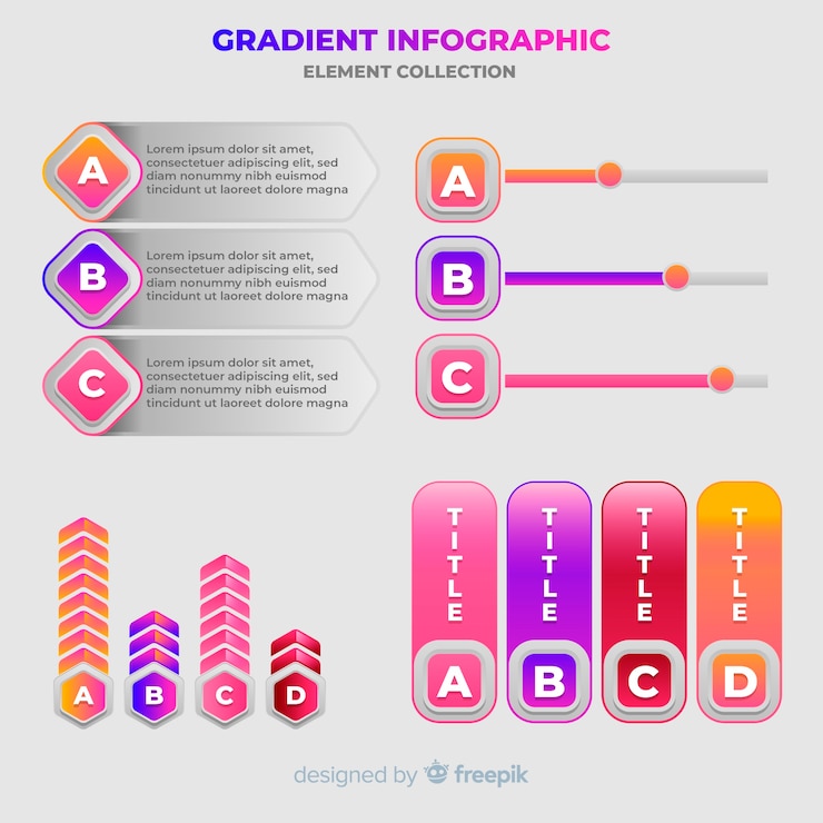Free Vector gradient infographic element collection