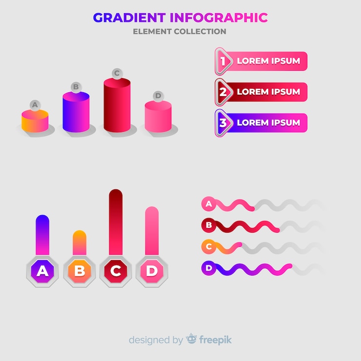 Free Vector gradient infographic element collection
