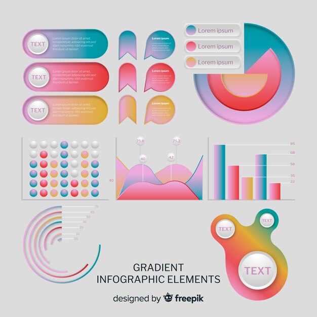 Gradient infographic element collection