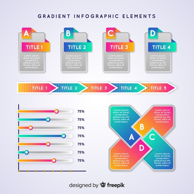 Gradient infographic element collection