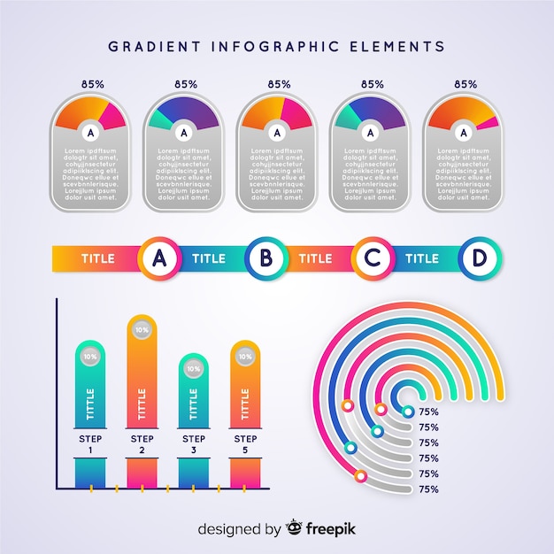 Raccolta di elementi infographic gradiente