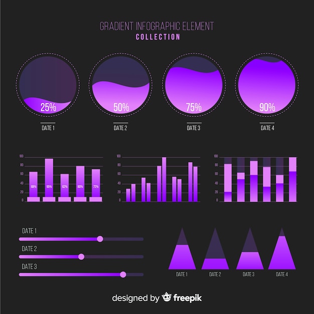 Коллекция элементов градиента инфографики