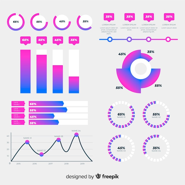 무료 벡터 그라데이션 infographic 요소 컬렉션