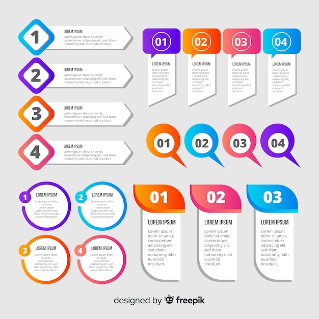 Free vector gradient infographic element collection