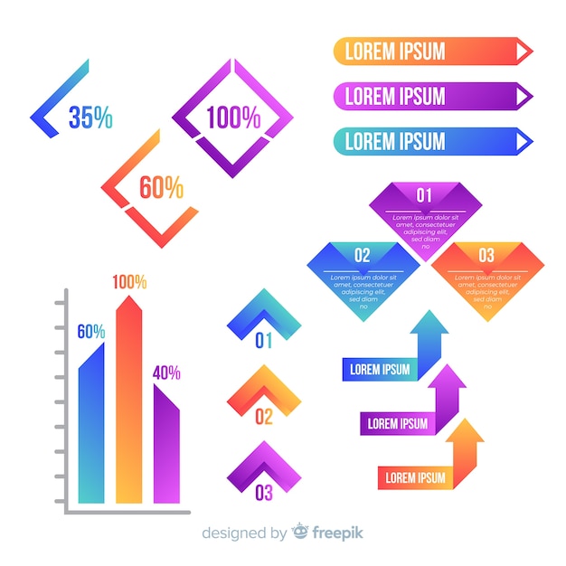 그라데이션 infographic 요소 컬렉션