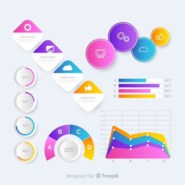 Collezione di elementi infographic gradiente