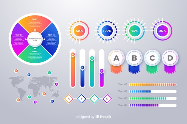 Vettore gratuito collezione di elementi infographic gradiente