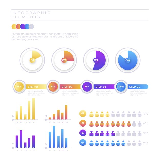 Gradient infographic element collection